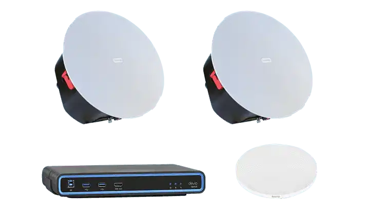 Biamp Devio conference room hub with Parlé ceiling mic bundle (White) Audio Conferencing Biamp