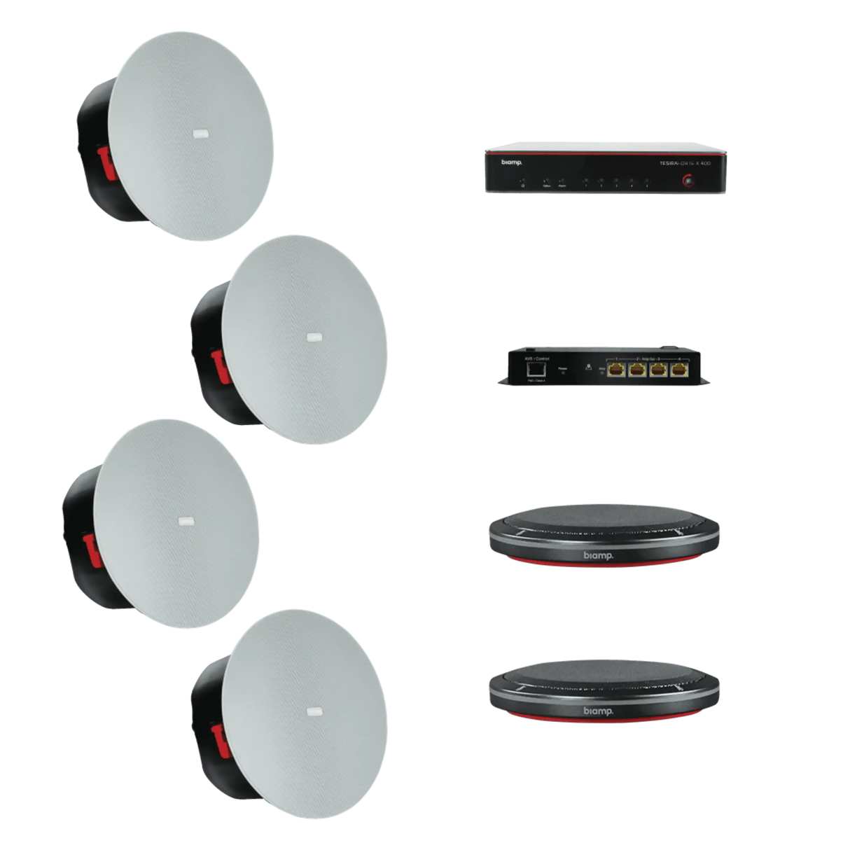 Biamp Tesira MRBX-L-X400-T Large Room Bundle w/table mics and wall amp - MRBX-L-X400-T Audio Conferencing Biamp