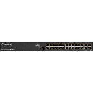 Black Box LPB3028A MGD POE+ SWITCH - 24 10/100/ 1000 RJ45 POE+ 4 100/1000 SFP+ Networking Black Box