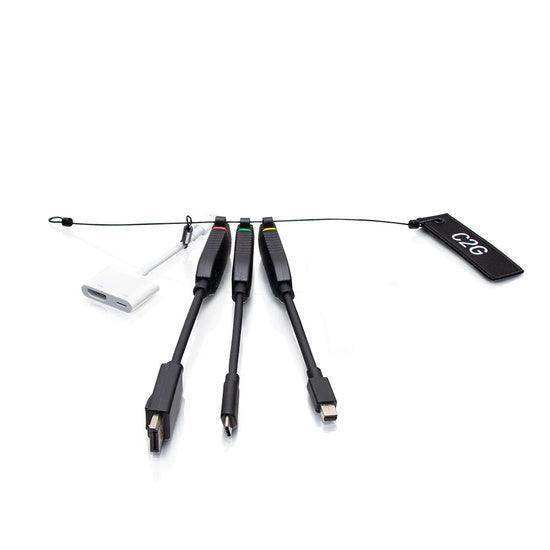 C2G C2G30041 Universal 4K HDMI® Dongle Adapter Ring with Color Coded Mini DisplayPort™, DisplayPort, USB-C®, and Lightning Audio & Video Cables C2G