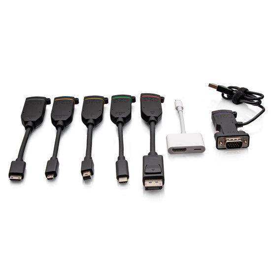 C2G C2G30286 Universal 4K HDMI® Dongle Adapter Ring with Color Coded Mini DisplayPort™, DisplayPort, USB-C®, Lightning, VGA, Mini HDMI, and Micro HDMI Audio & Video Cables C2G