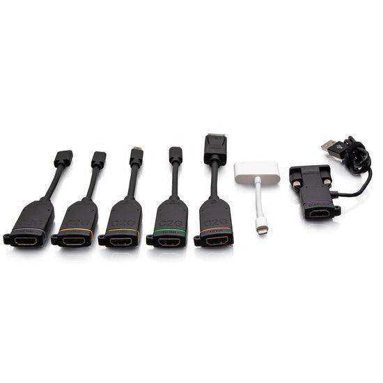 C2G C2G30286 Universal 4K HDMI® Dongle Adapter Ring with Color Coded Mini DisplayPort™, DisplayPort, USB-C®, Lightning, VGA, Mini HDMI, and Micro HDMI Audio & Video Cables C2G