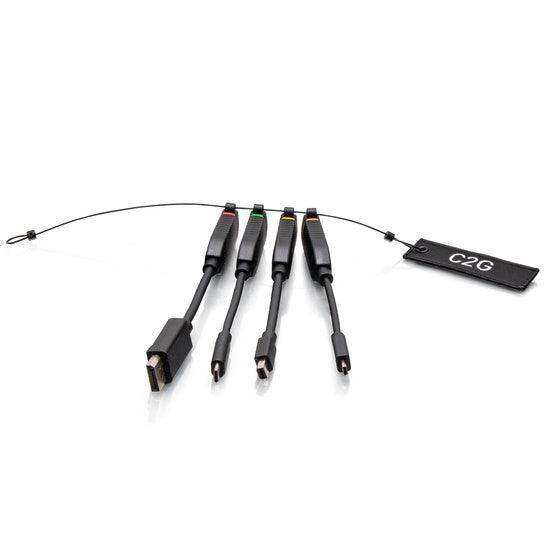 C2G C2G30288 Universal 4K HDMI® Dongle Adapter Ring with Color Coded Mini DisplayPort™, DisplayPort, USB-C®, and Micro HDMI Audio & Video Cables C2G
