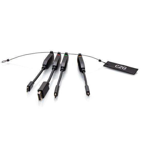 C2G C2G30291 Universal 4K HDMI® Dongle Adapter Ring with Color Coded DisplayPort™, USB-C®, Mini HDMI, and Micro HDMI Audio & Video Cables C2G