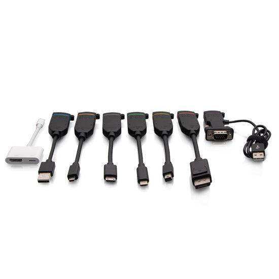 C2G C2G30292 Universal 4K HDMI® Dongle Adapter Ring with Color Coded Mini DisplayPort™, DisplayPort, USB-C®, Lightning, VGA, Mini HDMI, Micro HDMI, and USB-A Male to USB-C Female Audio & Video Cables C2G