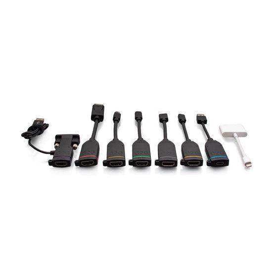 C2G C2G30292 Universal 4K HDMI® Dongle Adapter Ring with Color Coded Mini DisplayPort™, DisplayPort, USB-C®, Lightning, VGA, Mini HDMI, Micro HDMI, and USB-A Male to USB-C Female Audio & Video Cables C2G