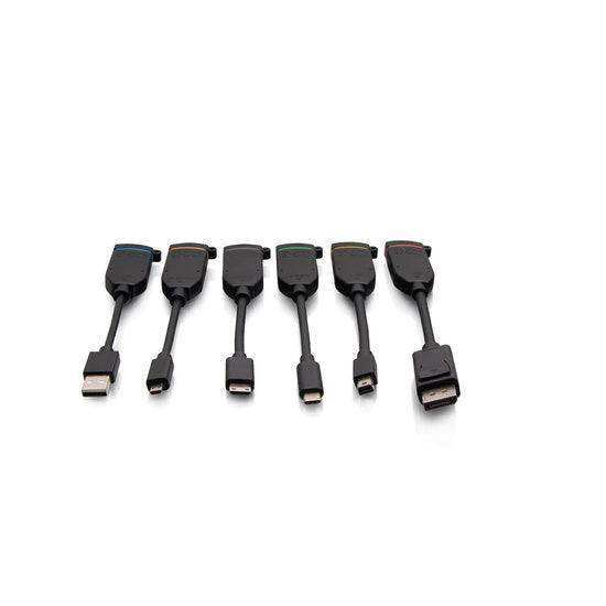 C2G C2G30294 Universal 4K HDMI® Dongle Adapter Ring with Color Coded Mini DisplayPort™, DisplayPort, USB-C®, Mini HDMI, Micro HDMI, and USB-A Male to USB-C Female Audio & Video Cables C2G