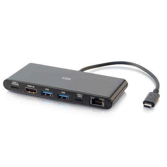 C2G CG28845 USB-C® 6-in-1 Mini Dock with HDMI®, Ethernet, USB and Power Delivery up to 60W - 4K 30Hz Electronic Accessories C2G