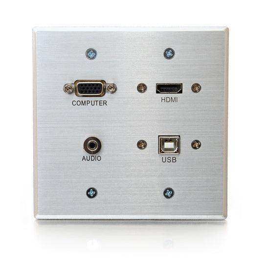 C2G CG39703 HDMI, VGA, 3.5mm and USB Pass Through Double Gang Wall Plate - Aluminum Audio & Video Cables C2G