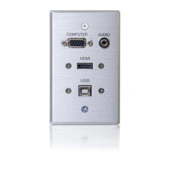 C2G CG39707 HDMI, VGA, 3.5mm Audio and USB Pass Through Single Gang Wall Plate - Aluminum Audio & Video Cables C2G