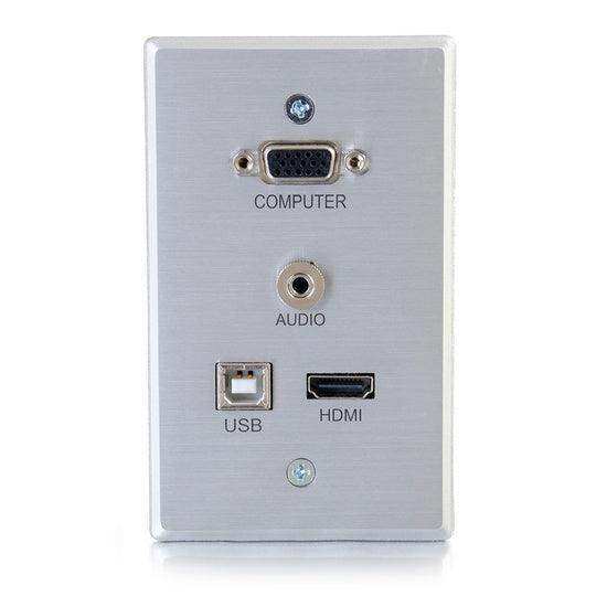 C2G CG60171 RapidRun VGA plus 3.5mm plus HDMI and USB Pass Through Single Gang Wall Plate Audio & Video Cables C2G