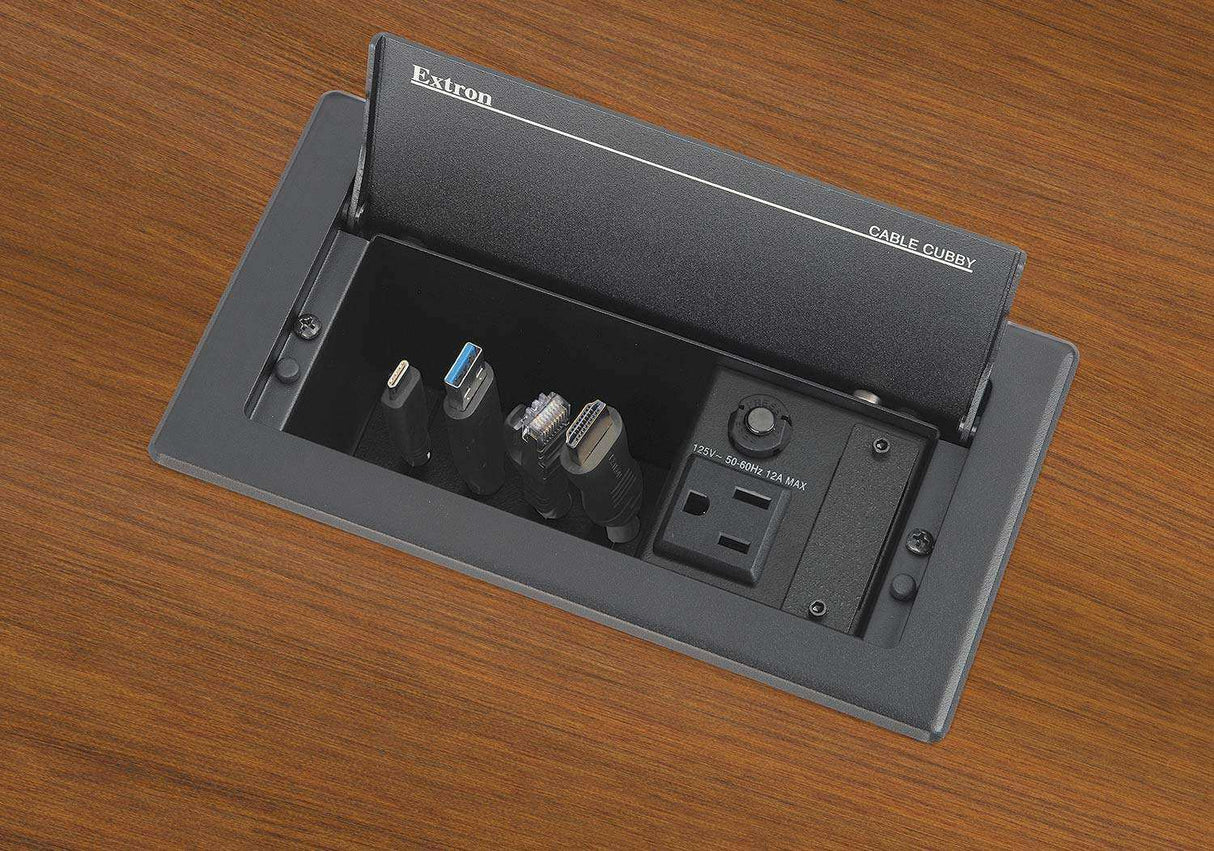 Extron Cable Cubby 222 US Cable Access Enclosure for AV Connectivity and AC Power Collaboration Furniture Extron