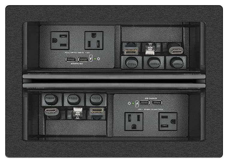 Extron Cable Cubby 1402 Brushed Aluminum AC Module Not Included Collaboration Furniture Extron