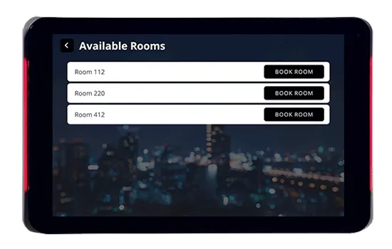 Connect Manager software showing available rooms across the facility