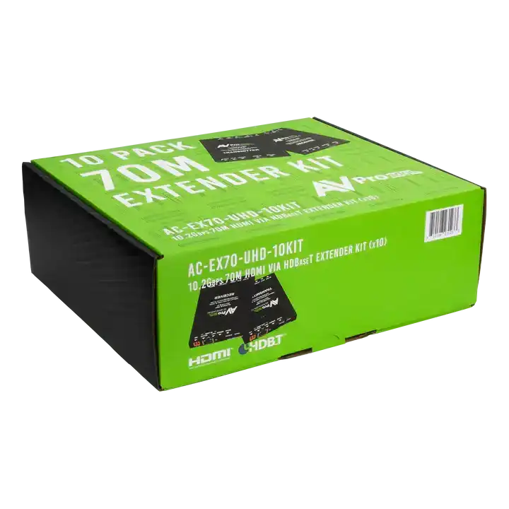 AVPro Edge 10 Pack of AC-EX70-UHD-KIT HDMI Extenders, Reduced Packaging for Bulk ordering Video Transmitters AVPro Edge