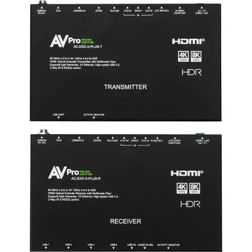 AVPro Edge 8K 48 Gbps Fiber Optic Extension Kit with USB, eARC & Ethernet Video Transmitters AVPro Edge