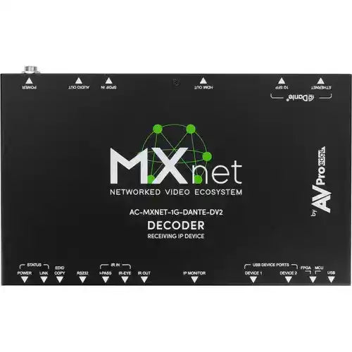 AVPro Edge MXnet Dante 1G DV2 Decoder - Made in the USA Video Transmitters AVPro Edge