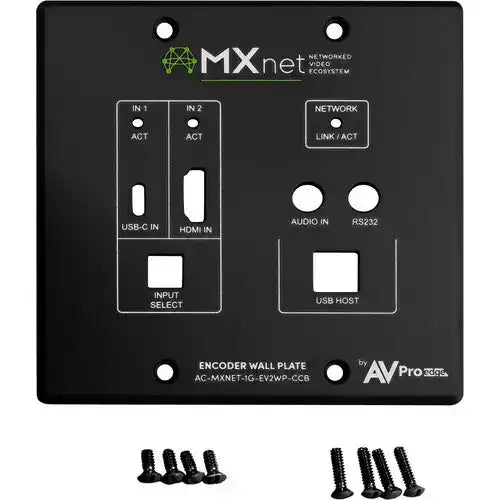 AVPro Edge Black Wall Plate cover for AC-MXNET-1G-EV2WP color changing kit Video Transmitters AVPro Edge