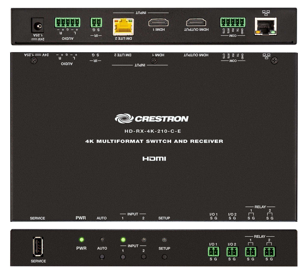 Crestron 4K 2x1 DM® Essentials Scaling Auto-Switcher and Wall Plate Extender over CATx Cable (White) - DM-EXT-1021-1G-W KIT Electronics Crestron