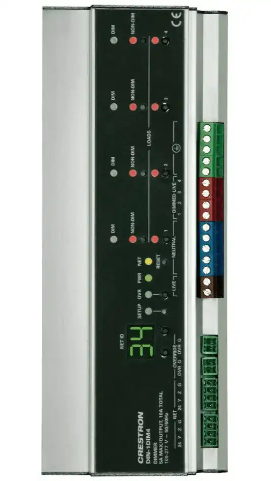 Crestron DIN Rail Dimmer, 1 feed, 4 channels - DIN-1DIM4 Room Control Crestron