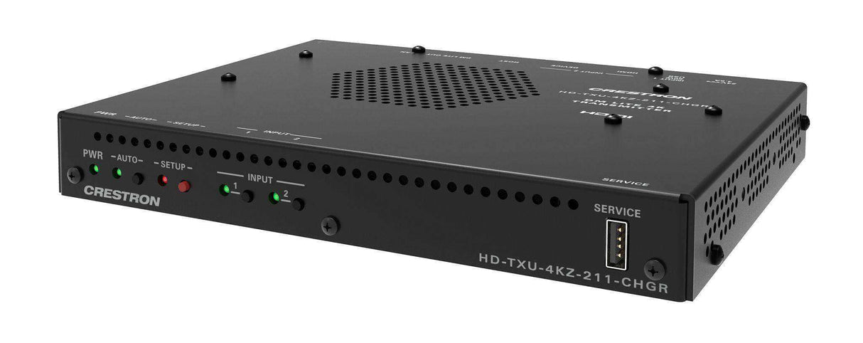 Crestron HD-TXU-4KZ-211-CHGR DM Lite® 4K60 4:4:4 Transmitter and 2x1 Auto-Switcher for HDMI®, USB-C® DisplayPort™, and USB 2.0 Signal Extension over CATx Cable with Device Charging Video Transmitters Crestron
