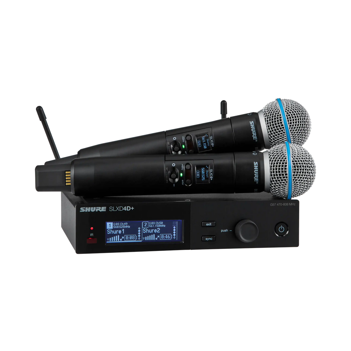 Shure SLXD14D Dual-Channel Digital Wireless Bodypack System with No Mics (J52: 558 to 602 + 614 to 616 MHz) - SLXD14D-J52 Microphones Shure