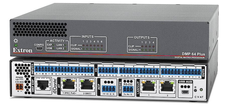 Extron DMP 64 Plus C V AT 6x4 Digital Matrix Processor w/ AEC, VoIP, & Dante Room Control Extron