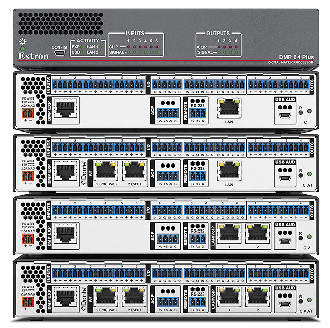Extron DMP 64 Plus C V AT 6x4 Digital Matrix Processor w/ AEC, VoIP, & Dante Room Control Extron