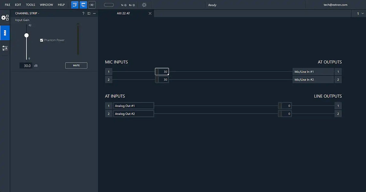 Extron AXI 22 AT 2 In, 2 Out Dante Audio Interface w/ DDM & AES67 Room Control Extron