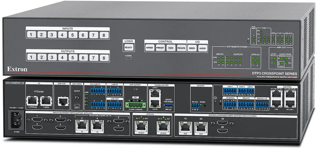Extron DTP3 CrossPoint 622 IPCP A SL 4K/60 Presentation Matrix Switcher Control Processor, Amplifier and ShareLink audio and video switches Creation Networks
