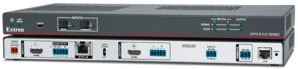 Extron DTP2 R 212 4K/60 HDMI DTP2 Receiver and Switcher with Audio De‑Embedding Video Transmitters Extron