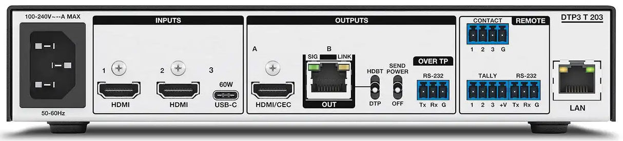 Extron DTP3 T 203 Three Input 4K/60 Switcher with Integrated DTP3 Transmitter Video Transmitters Extron