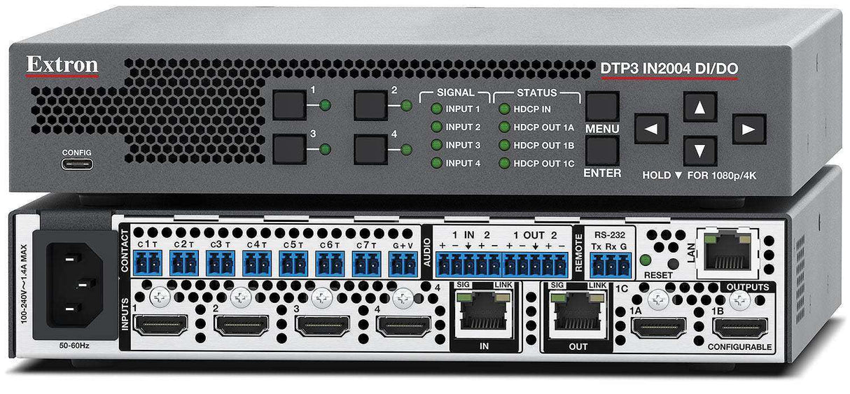 Extron DTP3 IN2004 Series Four Input 4K/60 Seamless Scaling Switcher, DTP3 Output Video Transmitters Extron