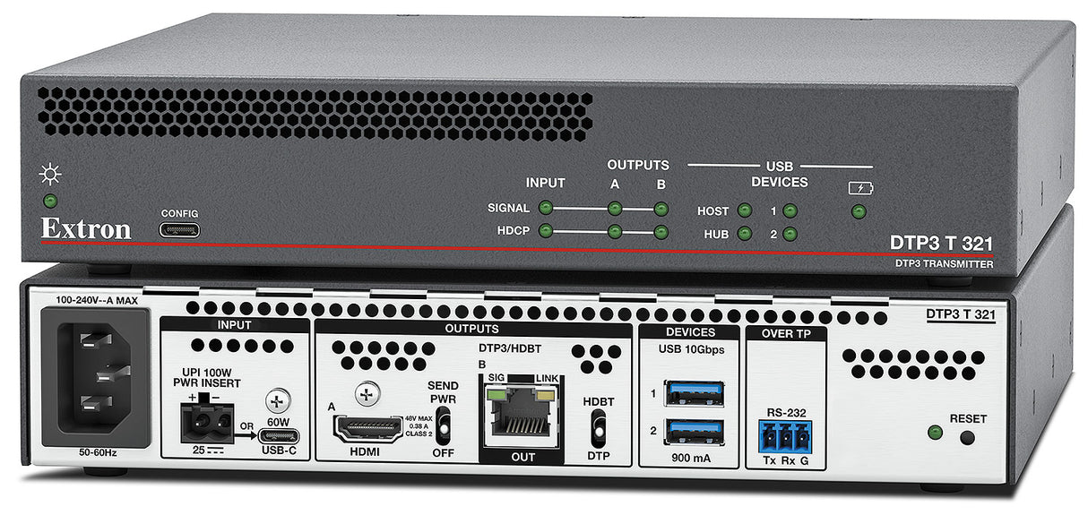 Extron DTP3 T 321 – 4K/60 USB-C DTP3 Transmitter with Power 60-2017-52
