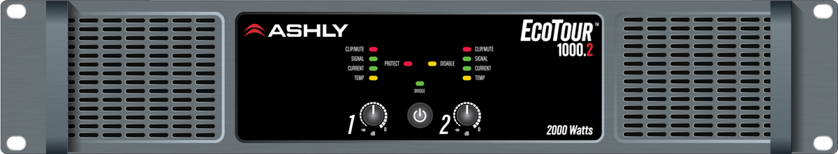 ASHLY ECOTOUR 1000.2 High-Efficiency Touring Power Amplifier 2 x 1000W @ 2/4 Ohms & 70V, 500W @ 8 Ohms Amplifiers Ashly