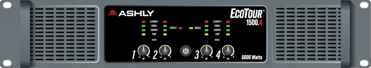 ASHLY ECOTOUR 1500.4 High-Efficiency Touring Power Amplifier 4 x 1500W @ 2/4 Ohms & 70V, 750W @ 8 Ohms Amplifiers Ashly