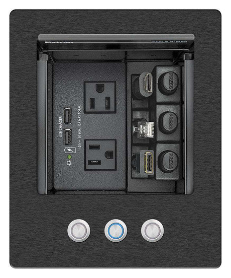 Extron Cable Cubby 500 Cable Access Enclosure Black w 3 Buttons-AC Module Not Included Collaboration Furniture Extron