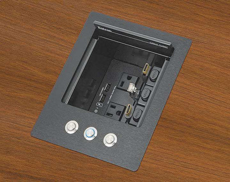 Extron Cable Cubby 500 Cable Access Enclosure Black w 3 Buttons-AC Module Not Included Collaboration Furniture Extron