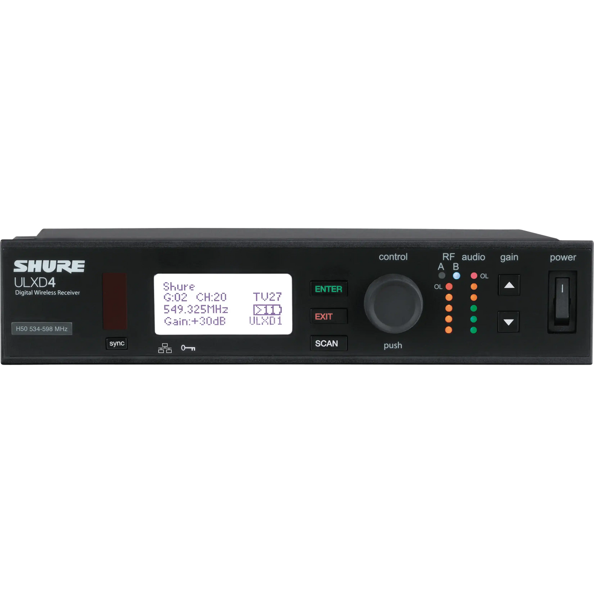 Shure ULXD4Q Quad-Channel Digital Wireless Mic Receiver - ULXD4Q=-G50 Audio Components Shure