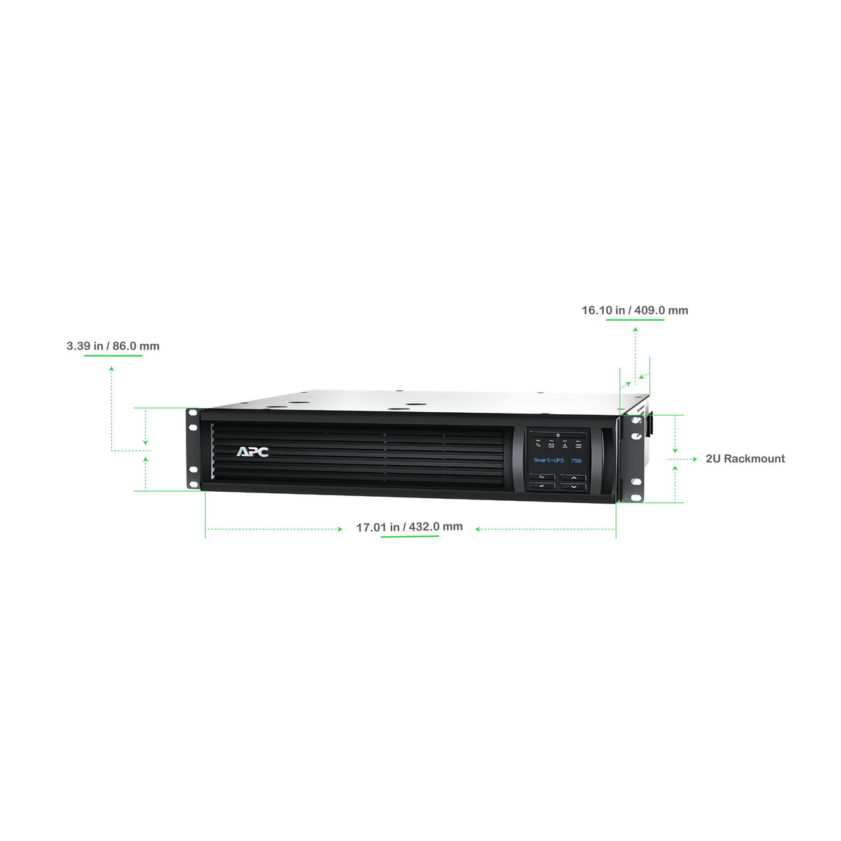 APC Smart-UPS SMT750RM2UC 750VA LCD RM 2U 120V with SmartConnect Uninterruptible Power Supply APC