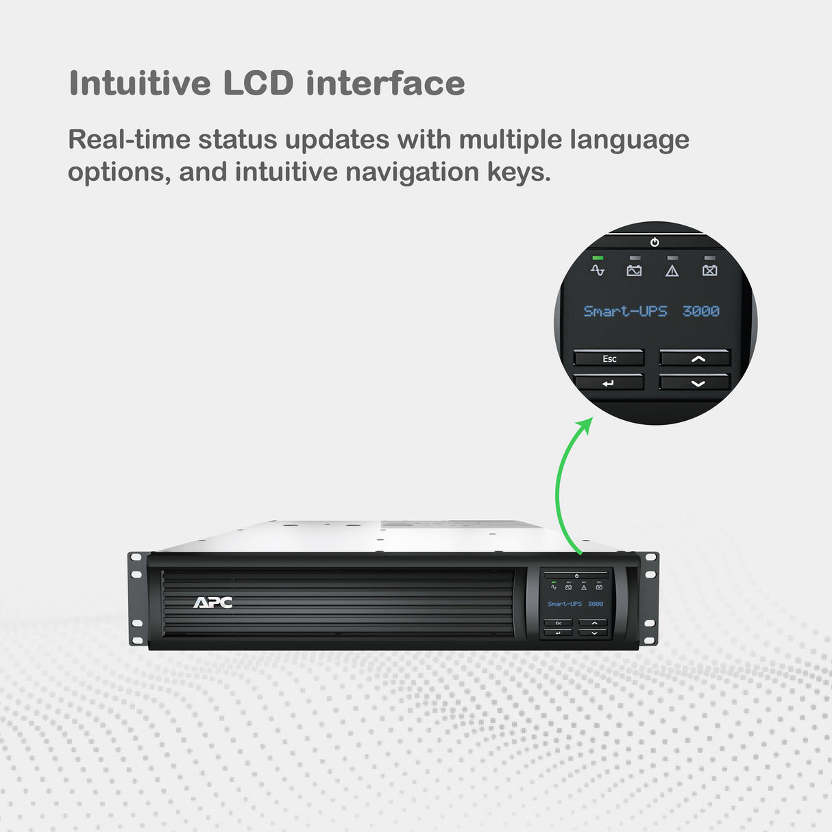 APC Smart-UPS SMT3000RM2UNC 3000VA LCD RM 2U 120V with Network Card Uninterruptible Power Supply APC