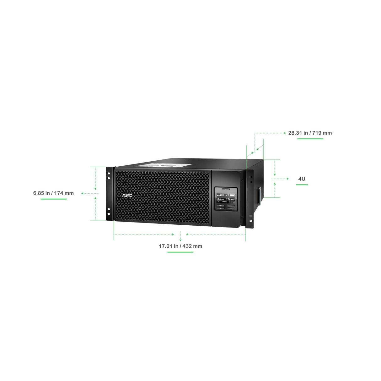 APC Smart-UPS On-Line SRT6KRMXLT-5KTF 6000VA Rackmount 208V to 120V Step-Down Transformer Uninterruptible Power Supply APC