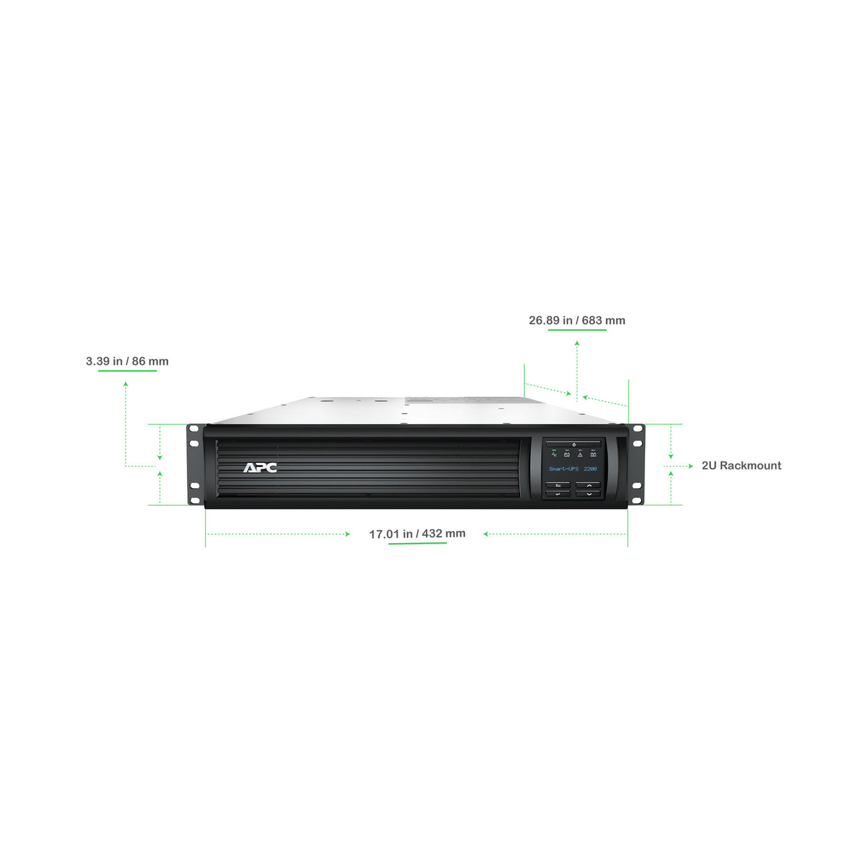 APC Smart-UPS SMT2200RM2UC 2200VA LCD RM 2U 120V with SmartConnect Uninterruptible Power Supply APC