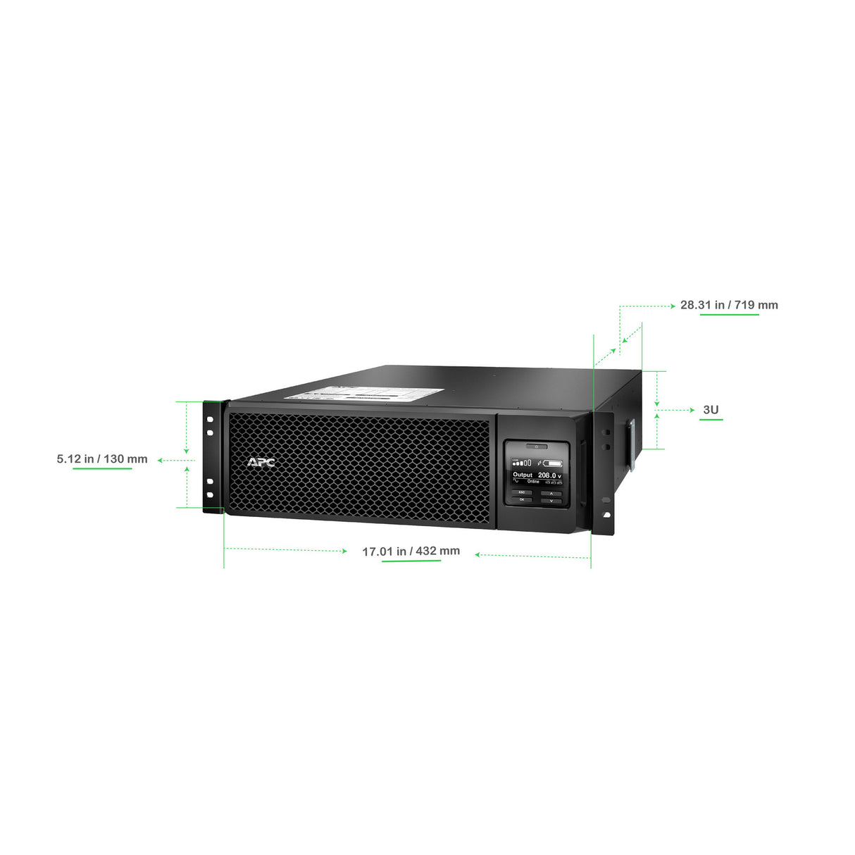 APC Smart-UPS On-Line SRT5KRMXLT-5KTF 5000VA Rackmount 208V to 120V Step-Down Transformer Uninterruptible Power Supply APC