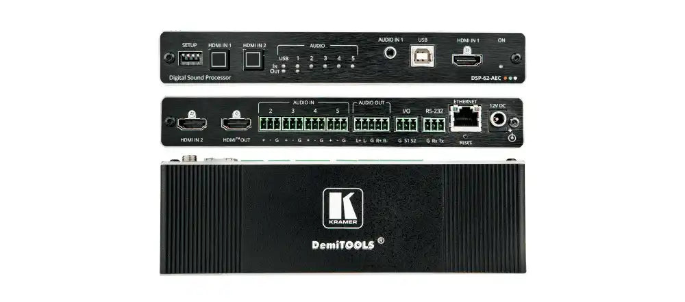 Kramer DSP-62-AEC 6x2 PoE Audio Matrix with DSP and AEC Video Transmitters Kramer