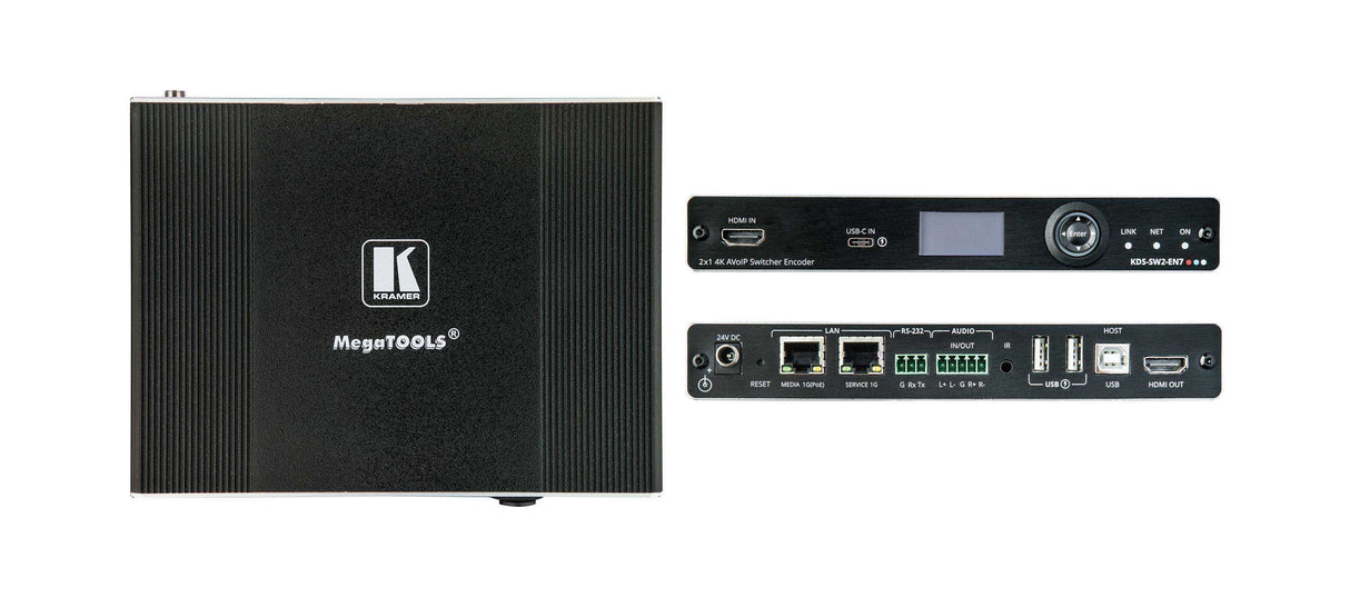 Kramer KDS-SW2-EN7 High-Performance, Highly-Scalable, AVoIP Auto-Switch Encoder with Dante over 1G Network Video Transmitters Kramer