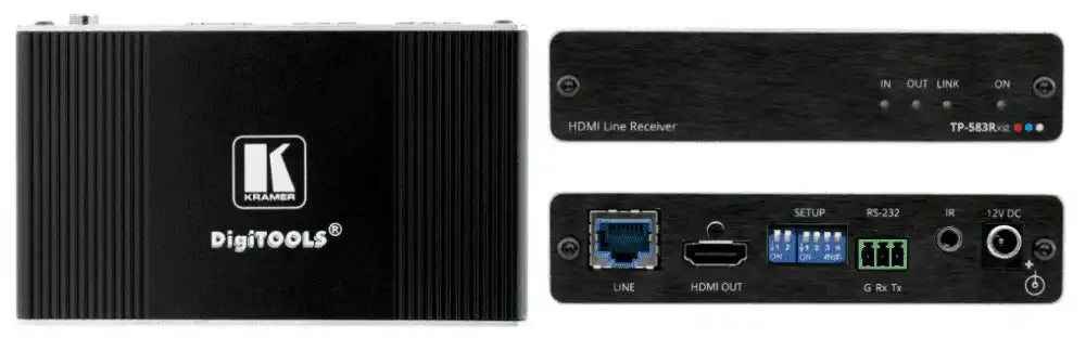 Kramer TP-583RXR 4K HDR HDMI Receiver with RS–232 & IR over Extended–Reach HDBaseT Video Transmitters Kramer