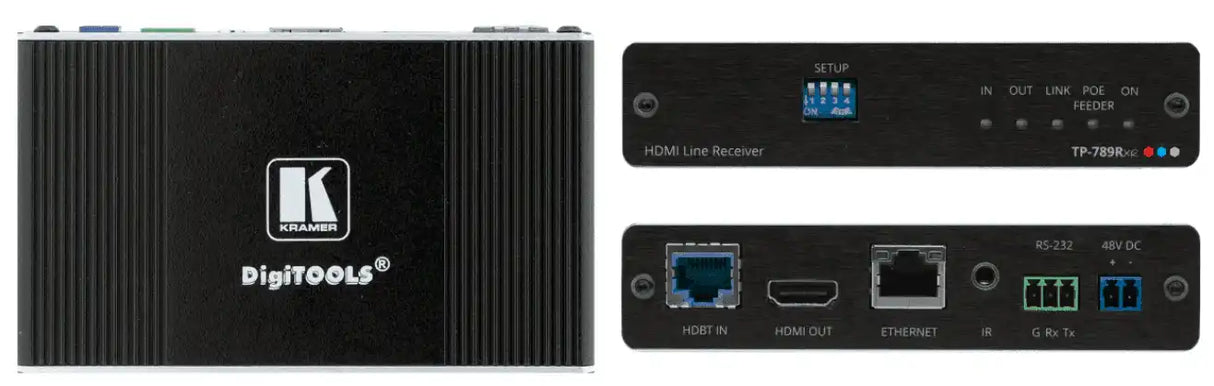 Kramer TP-789RXR 4K60 4:2:0 HDMI Bidirectional PoE Receiver with Ethernet, RS–232 & IR over Extended–Reach HDBaseT Video Transmitters Kramer
