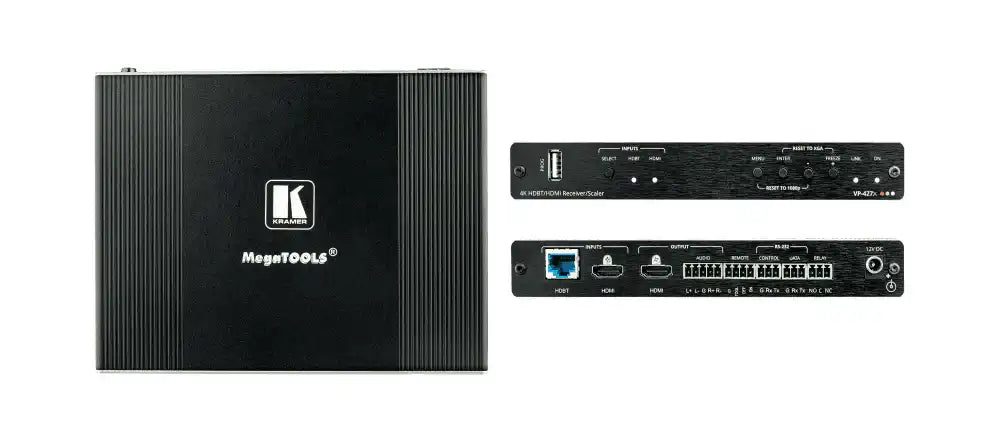 Kramer VP-427X 4K Auto–Switcher/Scaler Receiver over Long–Reach HDBaseT Video Transmitters Kramer