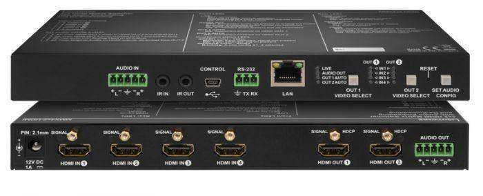 Lightware MMX4x2-HDMI 4x2 HDMI Matrix Switcher with Breakaway Analog Audio - 91310034 Video Transmitters LightWare